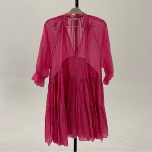 Pink Sheer Swim Cover-Up